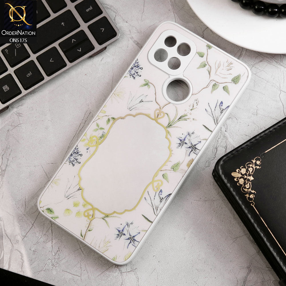 Oppo A15 Cover - White - Trendy Printed Spring Floral Design Mirror Soft Border Case With Camera Protection