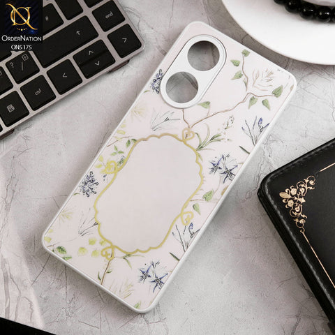 Oppo A58 4G Cover - White - Trendy Printed Spring Floral Design Mirror Soft Border Case With Camera Protection