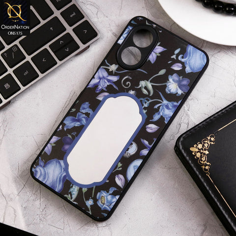 Oppo A78 4G Cover - Black - Trendy Printed Spring Floral Design Mirror Soft Border Case With Camera Protection
