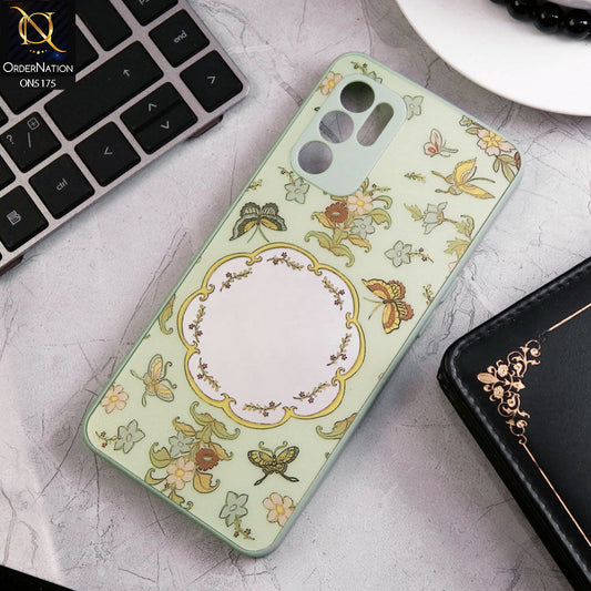 Oppo Reno 6 Cover - Green - Trendy Printed Spring Floral Design Mirror Soft Border Case With Camera Protection