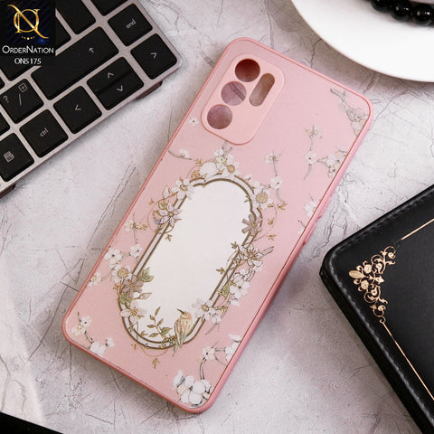 Oppo Reno 6 Cover - Pink - Trendy Printed Spring Floral Design Mirror Soft Border Case With Camera Protection