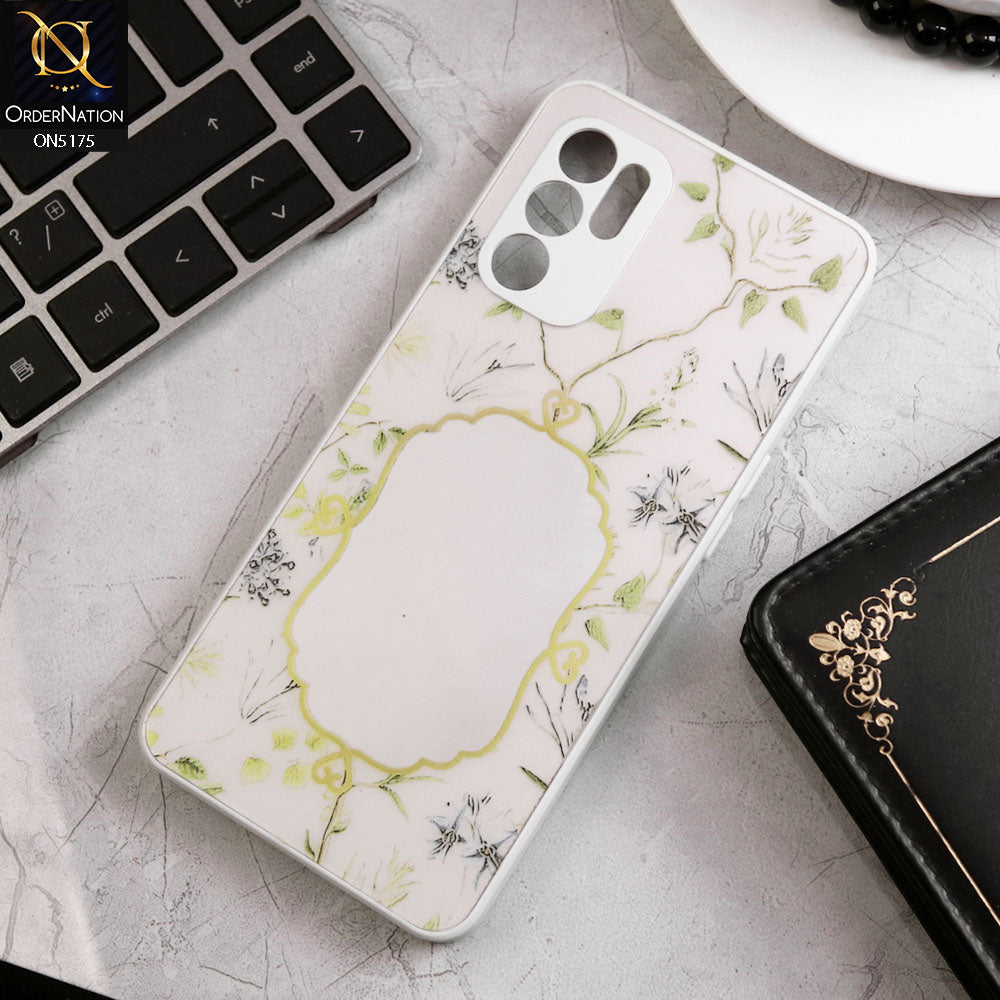 Oppo Reno 6 Cover - White - Trendy Printed Spring Floral Design Mirror Soft Border Case With Camera Protection