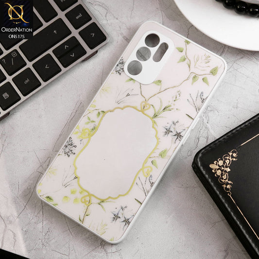 Oppo Reno 6 Cover - White - Trendy Printed Spring Floral Design Mirror Soft Border Case With Camera Protection