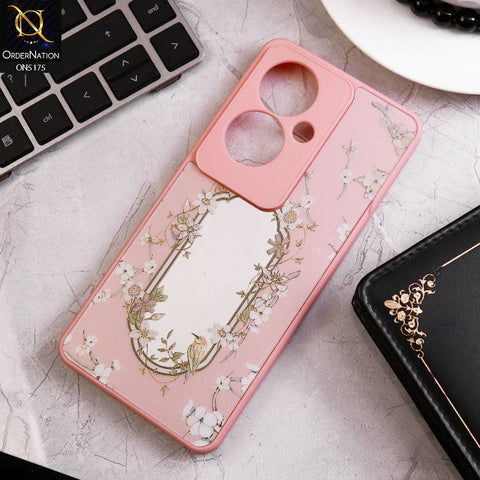 Oppo Reno 11F 5G Cover - Pink - Trendy Printed Spring Floral Design Mirror Soft Border Case With Camera Protection