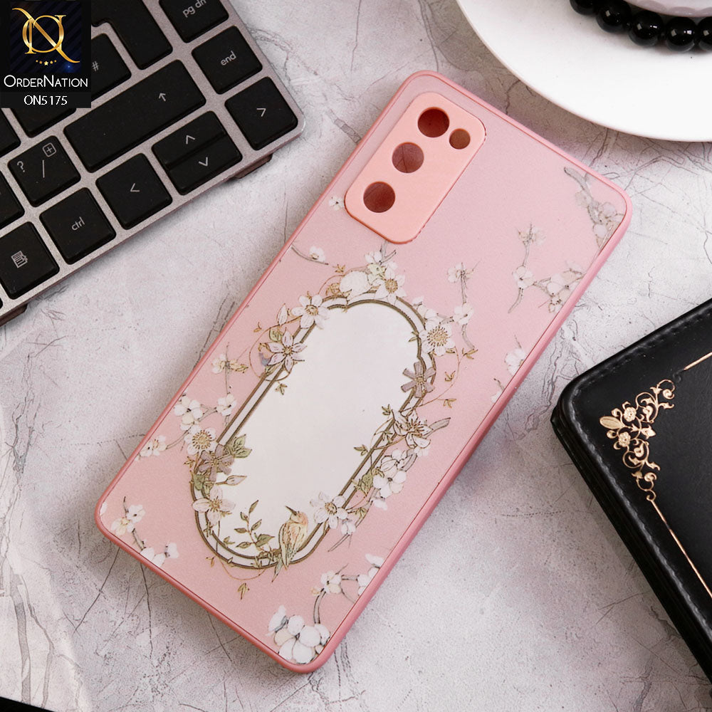 Samsung Galaxy S20 FE Cover - Pink - Trendy Printed Spring Floral Design Mirror Soft Border Case With Camera Protection