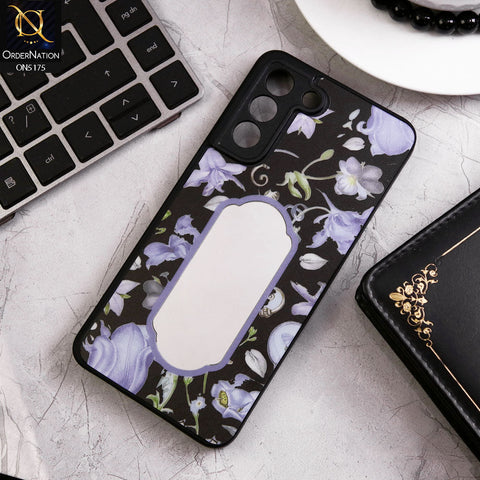 Samsung Galaxy S21 FE 5G Cover - Black - Trendy Printed Spring Floral Design Mirror Soft Border Case With Camera Protection