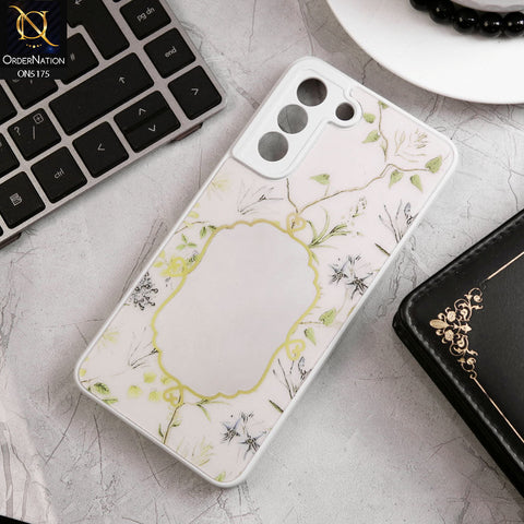 Samsung Galaxy S21 FE 5G Cover - White - Trendy Printed Spring Floral Design Mirror Soft Border Case With Camera Protection