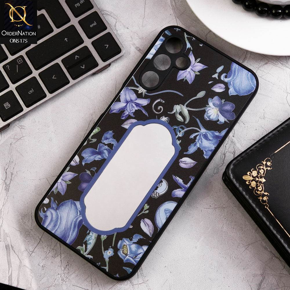 Samsung Galaxy A13 5G Cover - Black - Trendy Printed Spring Floral Design Mirror Soft Border Case With Camera Protection