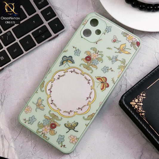 Samsung Galaxy A05 Cover - Green - Trendy Printed Spring Floral Design Mirror Soft Border Case With Camera Protection