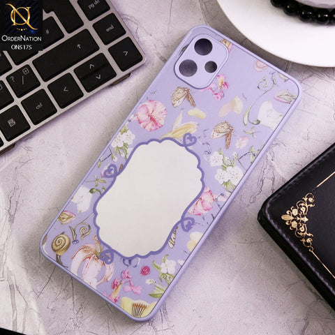 Samsung Galaxy A05 Cover - Purple - Trendy Printed Spring Floral Design Mirror Soft Border Case With Camera Protection