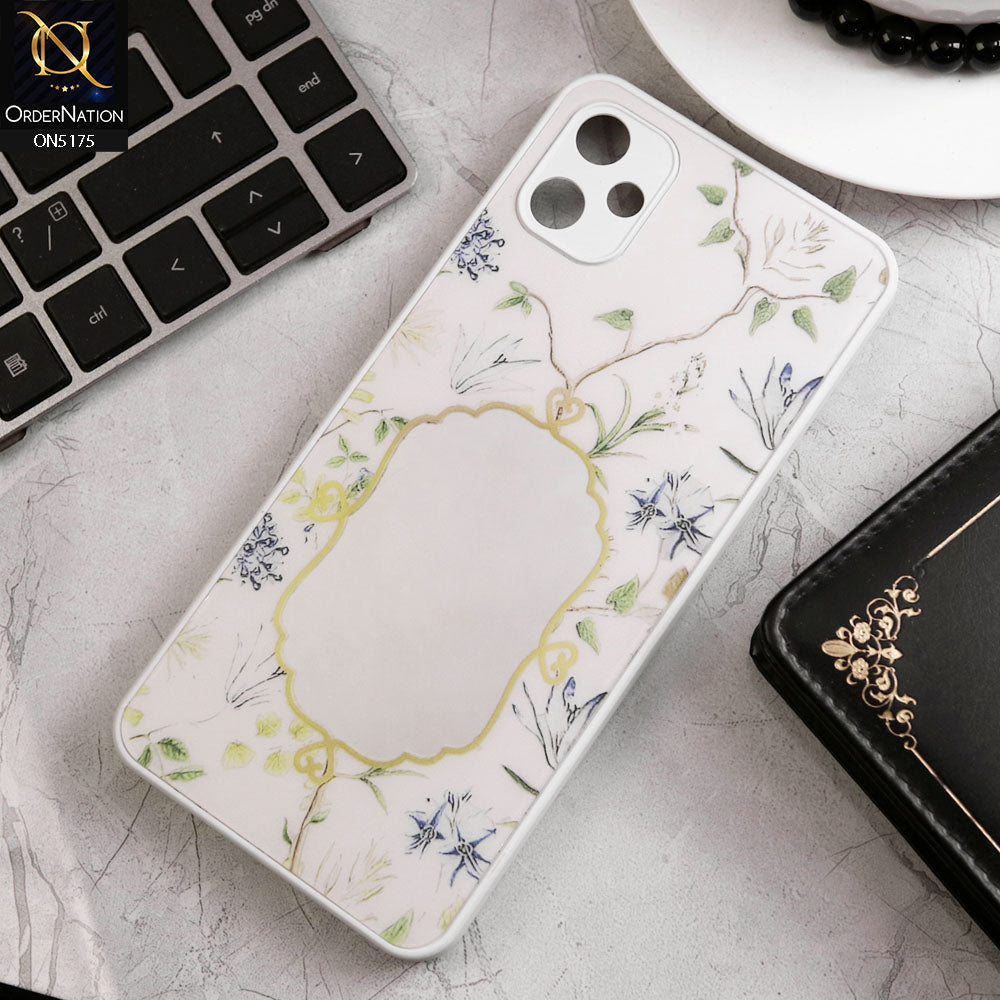 Samsung Galaxy A05 Cover - White - Trendy Printed Spring Floral Design Mirror Soft Border Case With Camera Protection