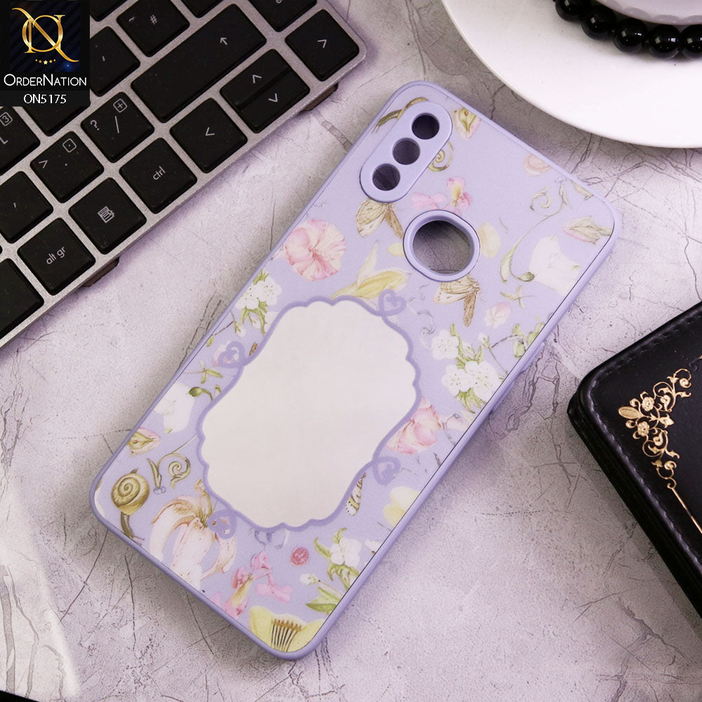 Samsung Galaxy A10s Cover - Purple - Trendy Printed Spring Floral Design Mirror Soft Border Case With Camera Protection