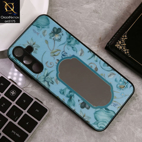 Samsung Galaxy A14 5G Cover - Blue - Trendy Printed Spring Floral Design Mirror Soft Border Case With Camera Protection
