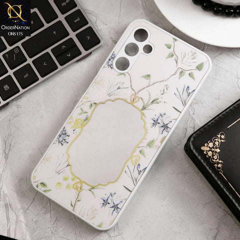 Samsung Galaxy A14 Cover - White - Trendy Printed Spring Floral Design Mirror Soft Border Case With Camera Protection