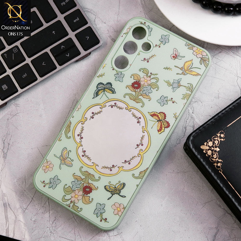 Samsung Galaxy A24 4G Cover - Green - Trendy Printed Spring Floral Design Mirror Soft Border Case With Camera Protection