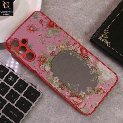 Samsung Galaxy A25 5G Cover - Dark Pink - Trendy Printed Spring Floral Design Mirror Soft Border Case With Camera Protection