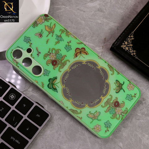 Samsung Galaxy A25 5G Cover - Green - Trendy Printed Spring Floral Design Mirror Soft Border Case With Camera Protection