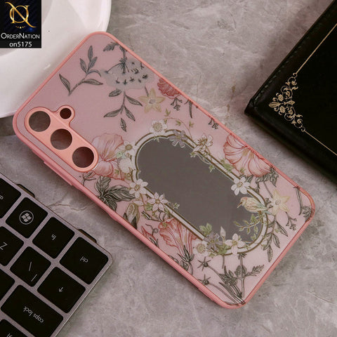 Samsung Galaxy A25 5G Cover - Pink - Trendy Printed Spring Floral Design Mirror Soft Border Case With Camera Protection