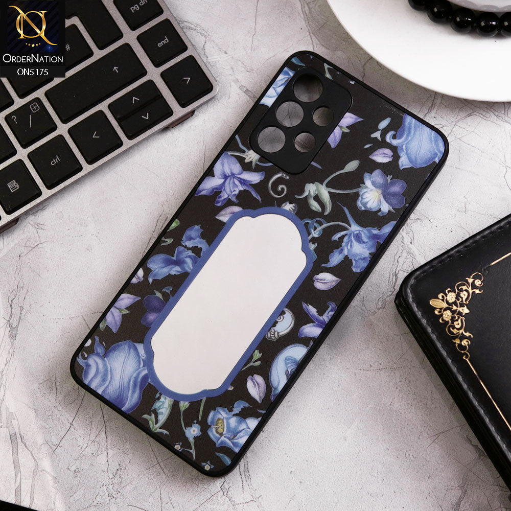 Samsung Galaxy A32 Cover - Black - Trendy Printed Spring Floral Design Mirror Soft Border Case With Camera Protection