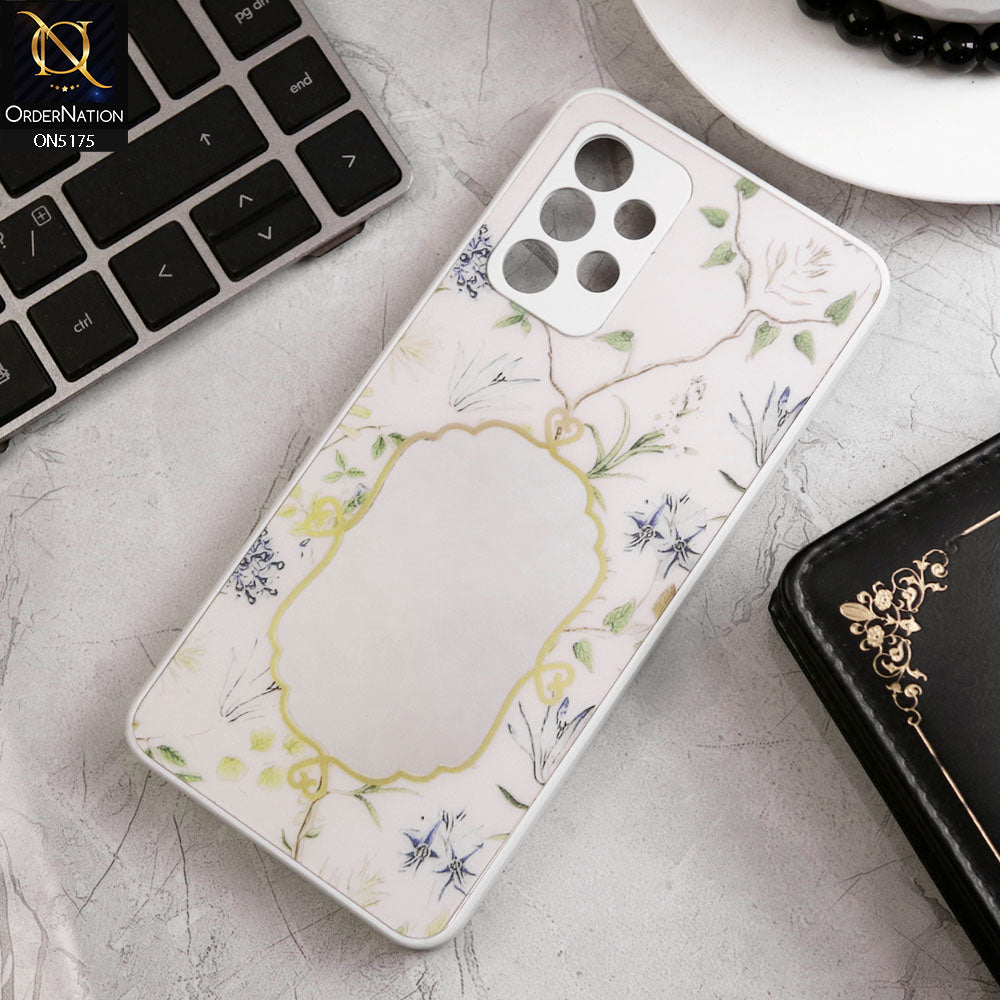 Samsung Galaxy A32 Cover - White - Trendy Printed Spring Floral Design Mirror Soft Border Case With Camera Protection