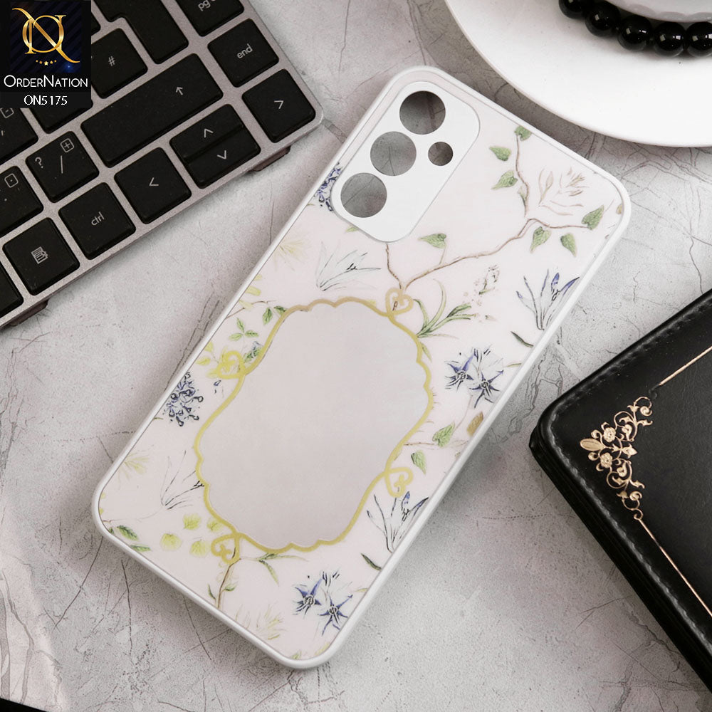 Samsung Galaxy A34 5G Cover - White - Trendy Printed Spring Floral Design Mirror Soft Border Case With Camera Protection