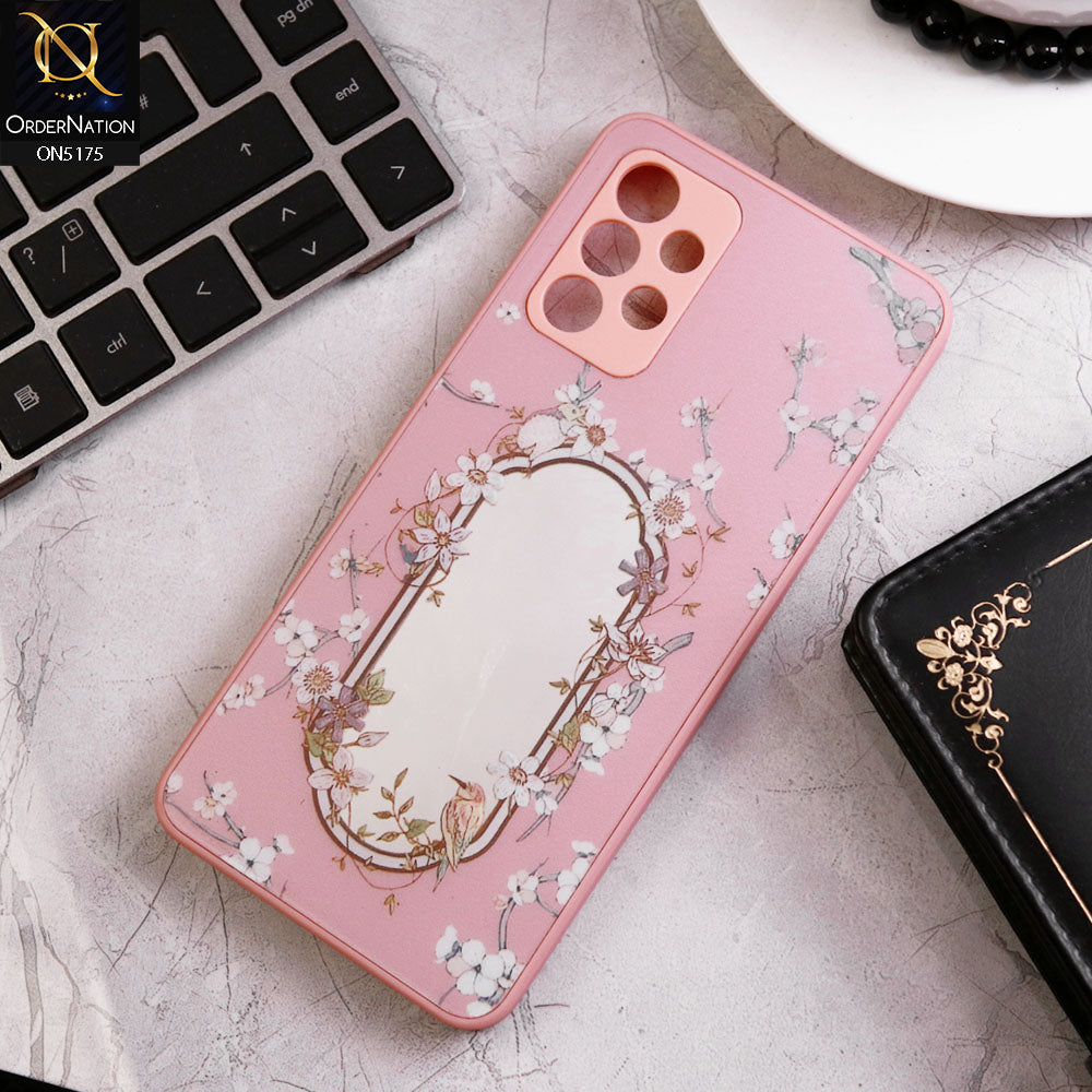 Samsung Galaxy A53 5G Cover - Pink - Trendy Printed Spring Floral Design Mirror Soft Border Case With Camera Protection
