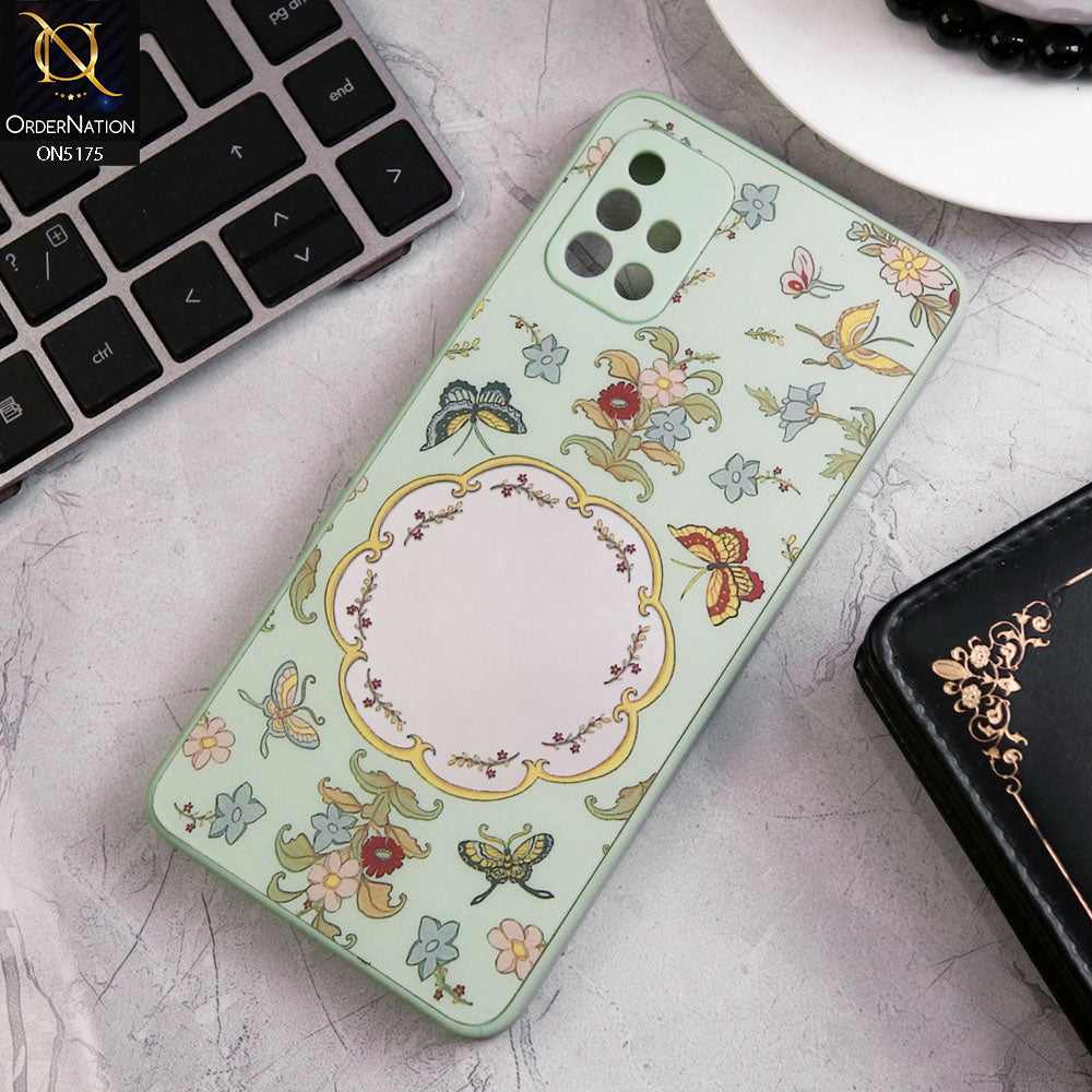 Samsung Galaxy A51 Cover - Green - Trendy Printed Spring Floral Design Mirror Soft Border Case With Camera Protection