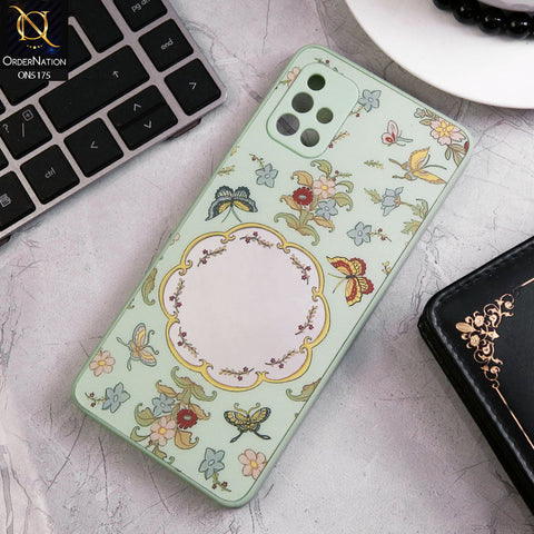 Samsung Galaxy A51 Cover - Green - Trendy Printed Spring Floral Design Mirror Soft Border Case With Camera Protection