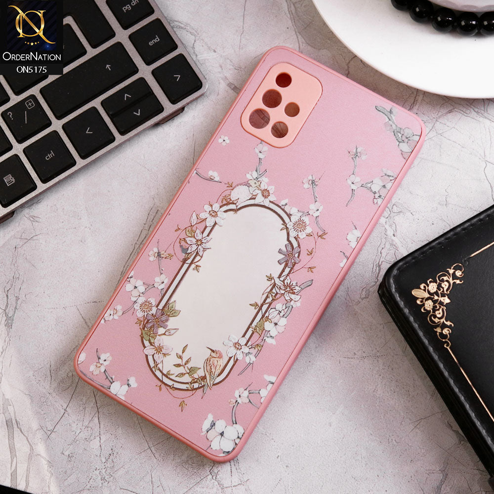 Samsung Galaxy A71 Cover - Pink - Trendy Printed Spring Floral Design Mirror Soft Border Case With Camera Protection