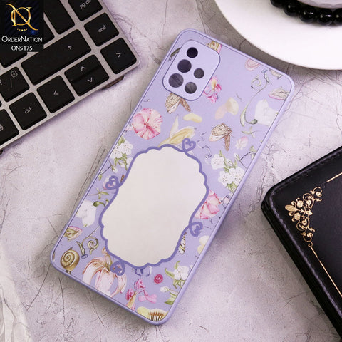 Samsung Galaxy A71 Cover - Purple - Trendy Printed Spring Floral Design Mirror Soft Border Case With Camera Protection