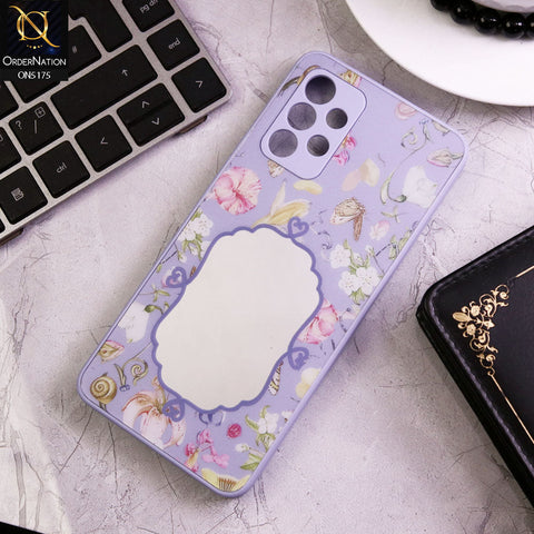 Samsung Galaxy A72 Cover - Purple - Trendy Printed Spring Floral Design Mirror Soft Border Case With Camera Protection