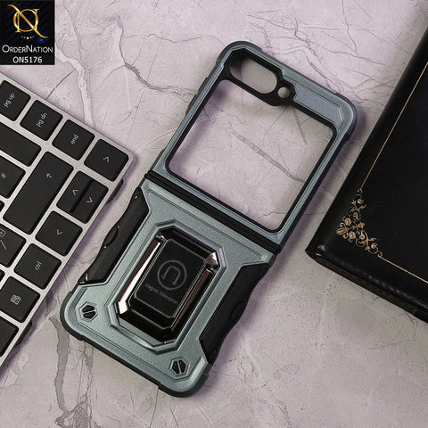 Samsung Galaxy Z Flip 6 Cover - Green - Military Grade Heavy Duty Armor With Kickstand Shockproof Dual-Layer Protection Case