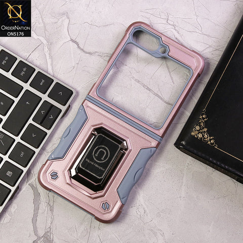 Samsung Galaxy Z Flip 6 Cover - Pink - Military Grade Heavy Duty Armor With Kickstand Shockproof Dual-Layer Protection Case