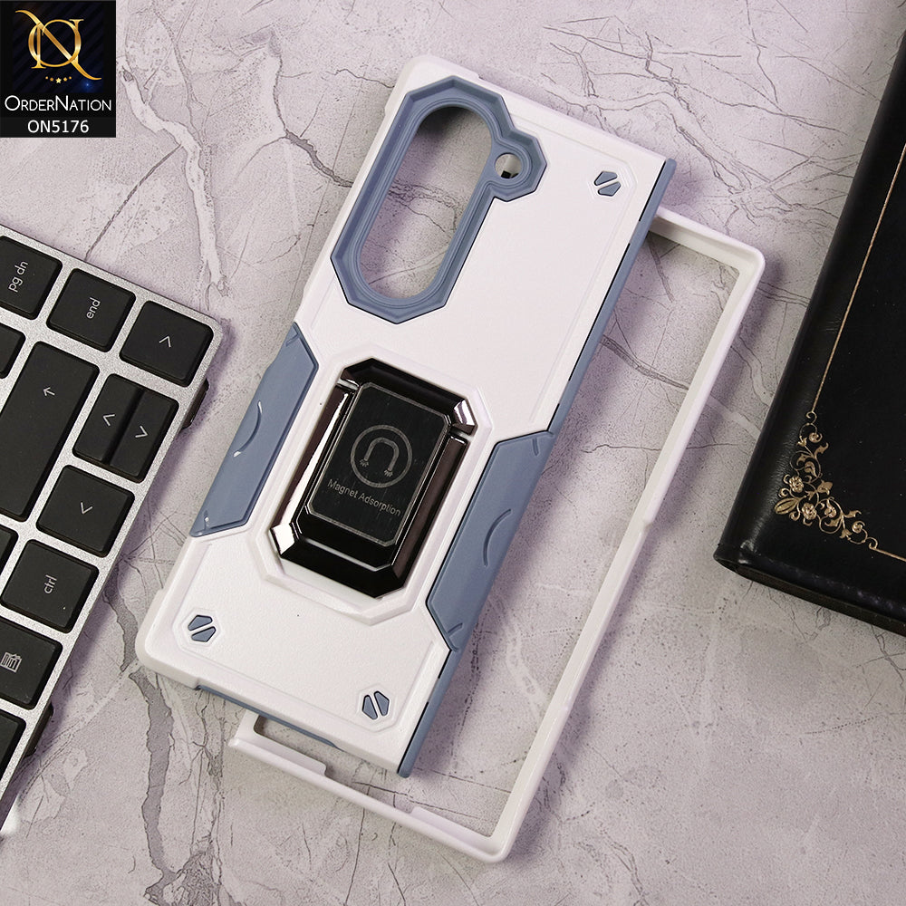 Samsung Galaxy Z Fold 6 5G Cover - White - Military Grade Heavy Duty Armor With Kickstand Shockproof Dual-Layer Protection Case
