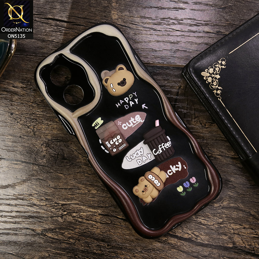 Oppo A38 Cover - Design 1 - Cute 3D Cartoon Soft Silicon Helix Soft Borders Camera Protection Case