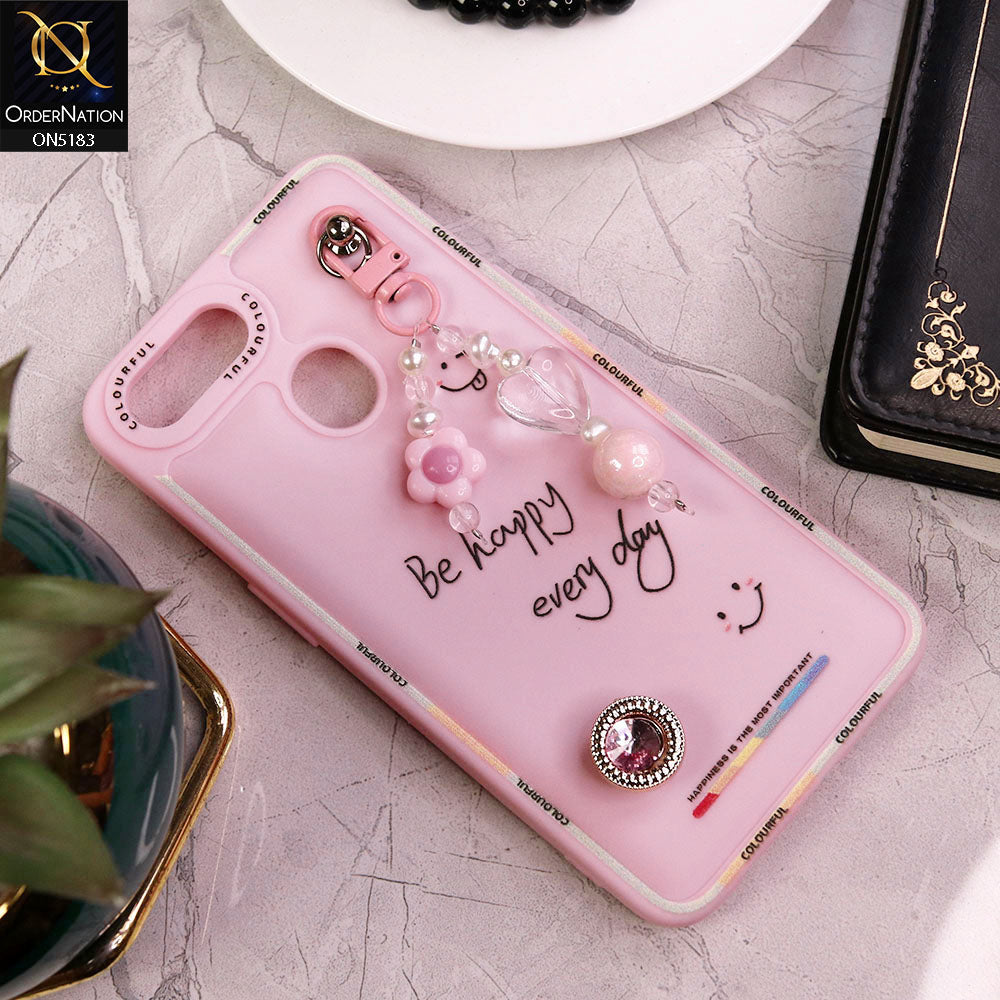 Oppo A7 Cover - Pink - New Colorful Candy Colors Happiness Series Soft Protective Case