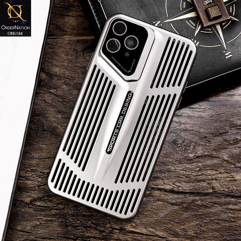 iPhone 11 Pro Max Cover - Titanium - Premium Sports Car Design Breathable Mesh Grill Design PC Shell Case