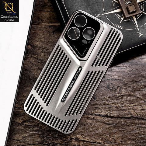 iPhone 12 Pro Max Cover - Titanium - Premium Sports Car Design Breathable Mesh Grill Design PC Shell Case