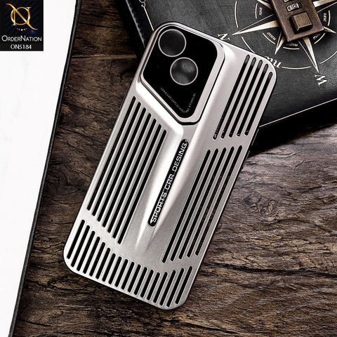 iPhone 13 Cover - Titanium - Premium Sports Car Design Breathable Mesh Grill Design PC Shell Case