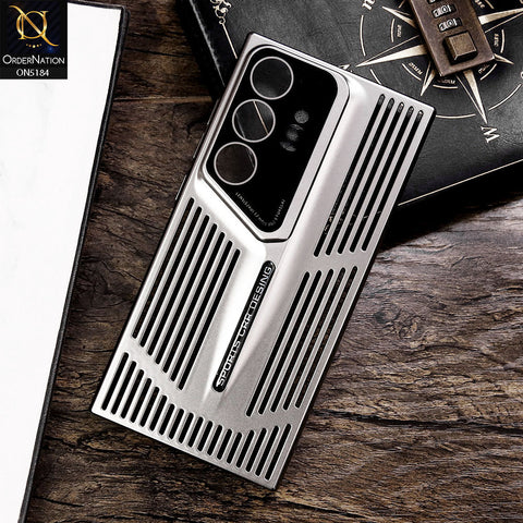 Samsung Galaxy S22 Ultra 5G Cover - Titanium - Premium Sports Car Design Breathable Mesh Grill Design PC Shell Case