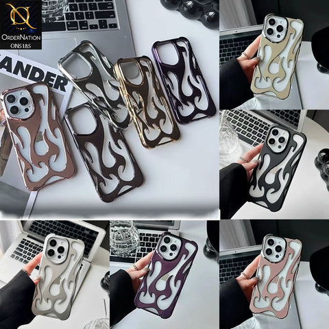 iPhone 15 Pro Cover - Rose Gold - New Shiny Electroplating Flame Series Soft Case