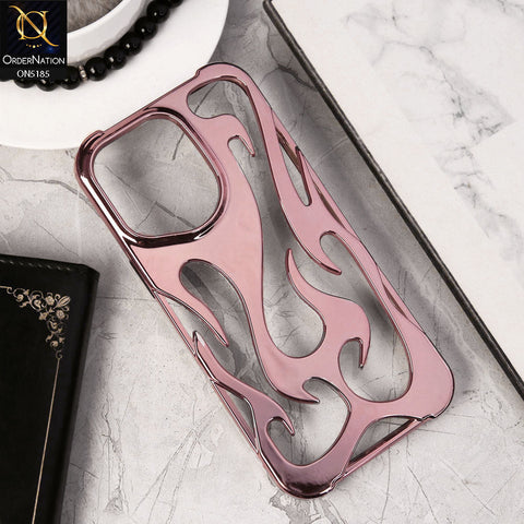 iPhone 15 Pro Cover - Rose Gold - New Shiny Electroplating Flame Series Soft Case