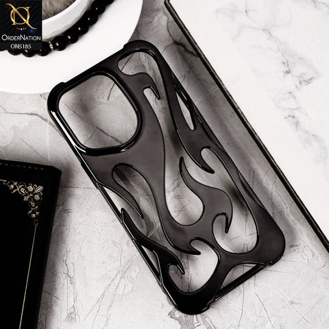 iPhone 15 Pro Max Cover - Black - New Shiny Electroplating Flame Series Soft Case