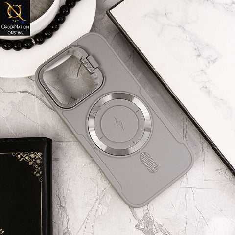 iPhone 15 Pro Cover - Gray - New Original MagSafe Magnetic Camera Kickstand Case
