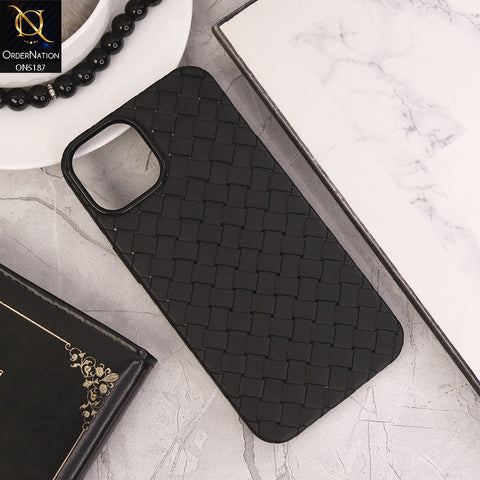 iPhone 12 Pro Cover - Black - New Woven Design Leather Feel Soft TPU Case