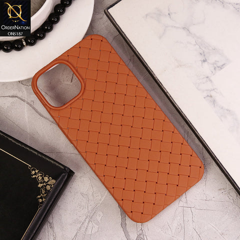 iPhone 12 Pro Cover - Orange - New Woven Design Leather Feel Soft TPU Case