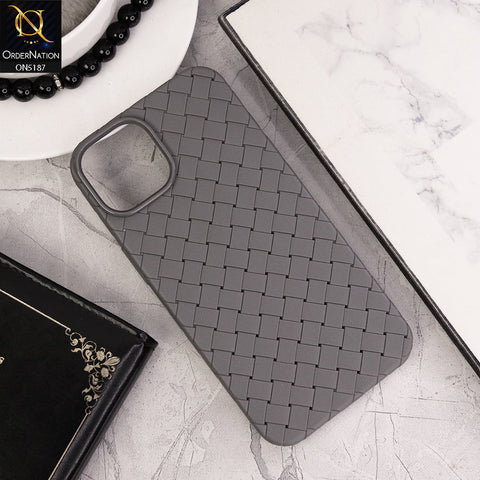 iPhone 14 Cover - Gray - New Woven Design Leather Feel Soft TPU Case