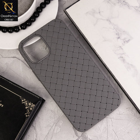 iPhone 15 Plus Cover - Gray - New Woven Design Leather Feel Soft TPU Case