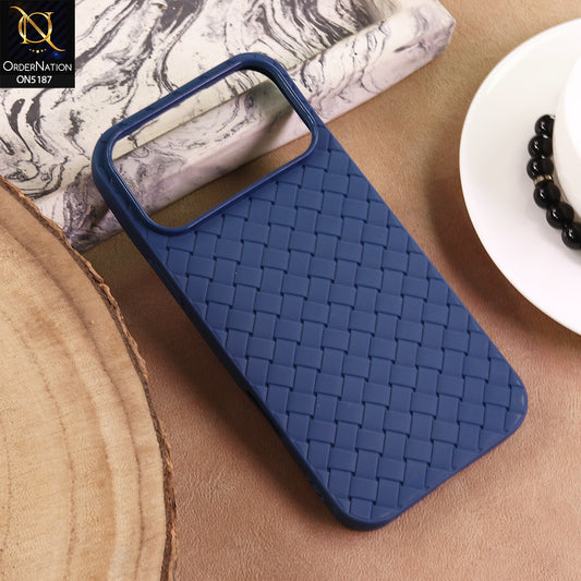 iPhone 17 Pro Max Cover  - Blue - New Woven Design Leather Feel Soft TPU Case