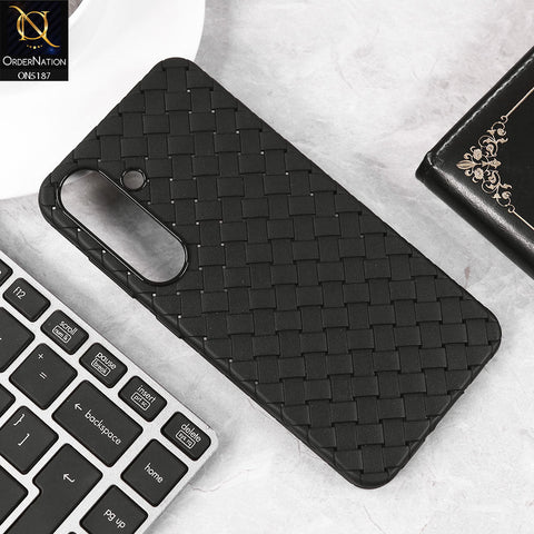 Samsung Galaxy S25 Cover - Black - New Woven Design Leather Feel Soft TPU Case